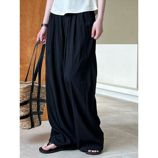 Thin Elastic Waist Drooping Wide Leg Pants Women Summer Relaxed Sense Mop Pants Yamamoto Pants