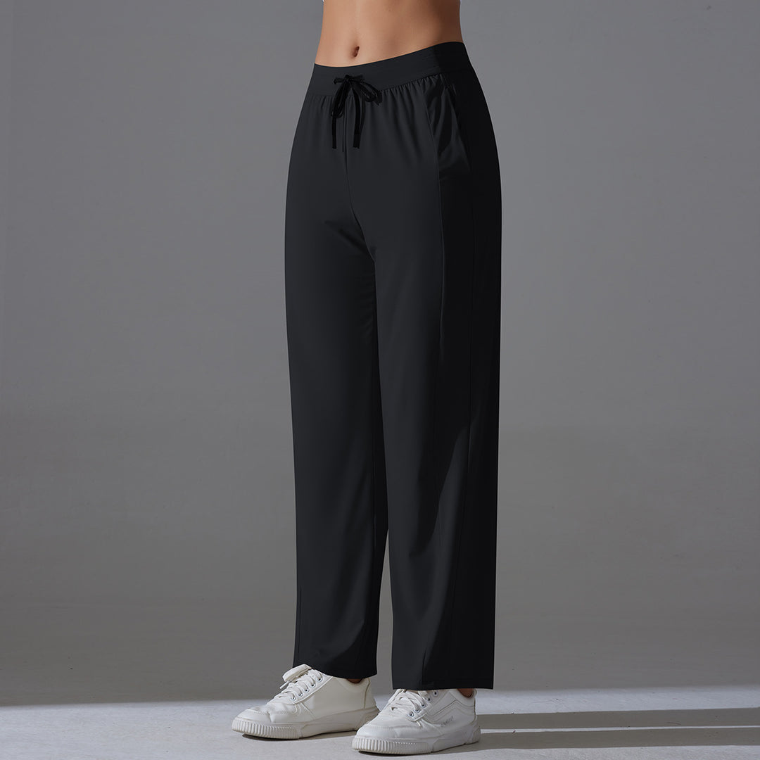 High Waist Cool Feeling Sun Proof Trousers Sports Drawstring Wide Leg Pants Loose Nude Feel Trousers All Matching Fitness Yoga Pants Women