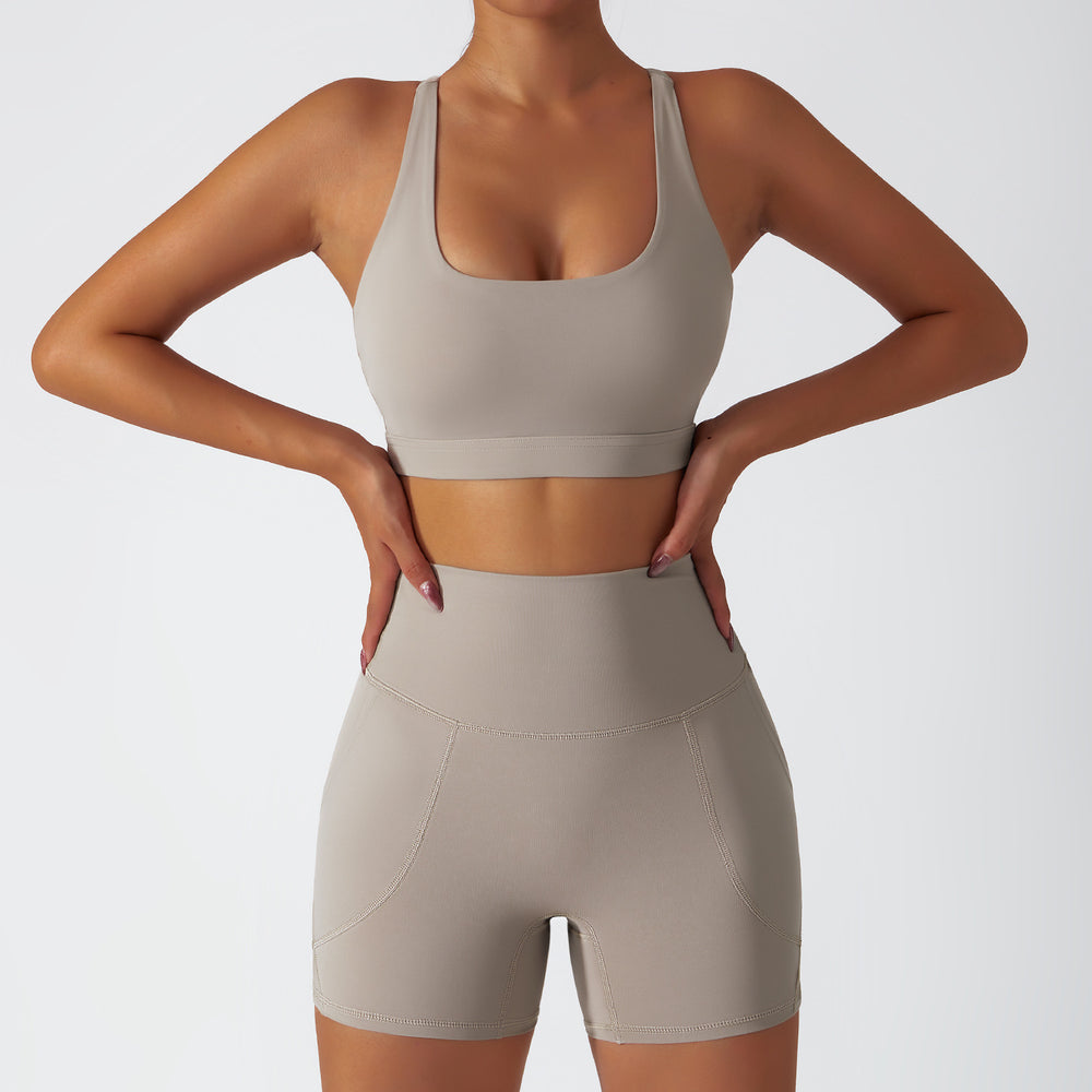 Sustainable Recycled Nude Feel Yoga Suit Summer Breathable Training Sports Suit Women High Waist Hip Lift Running Fitness Clothes