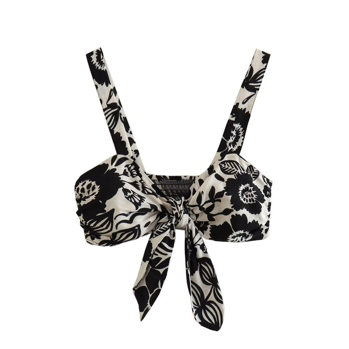 Summer Wind Women Bow Tie Printing Small Sling