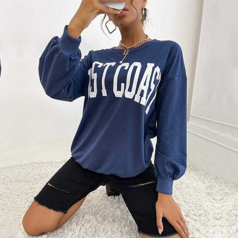 Autumn Women Clothing Long Sleeve Letter Graphic Sweater Women