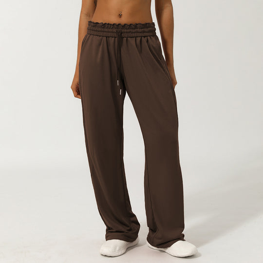 Spring High Waist Ankle Tied Track Sweatpants Loose Straight Office Casual Pants Outdoor All Matching Sports Pants