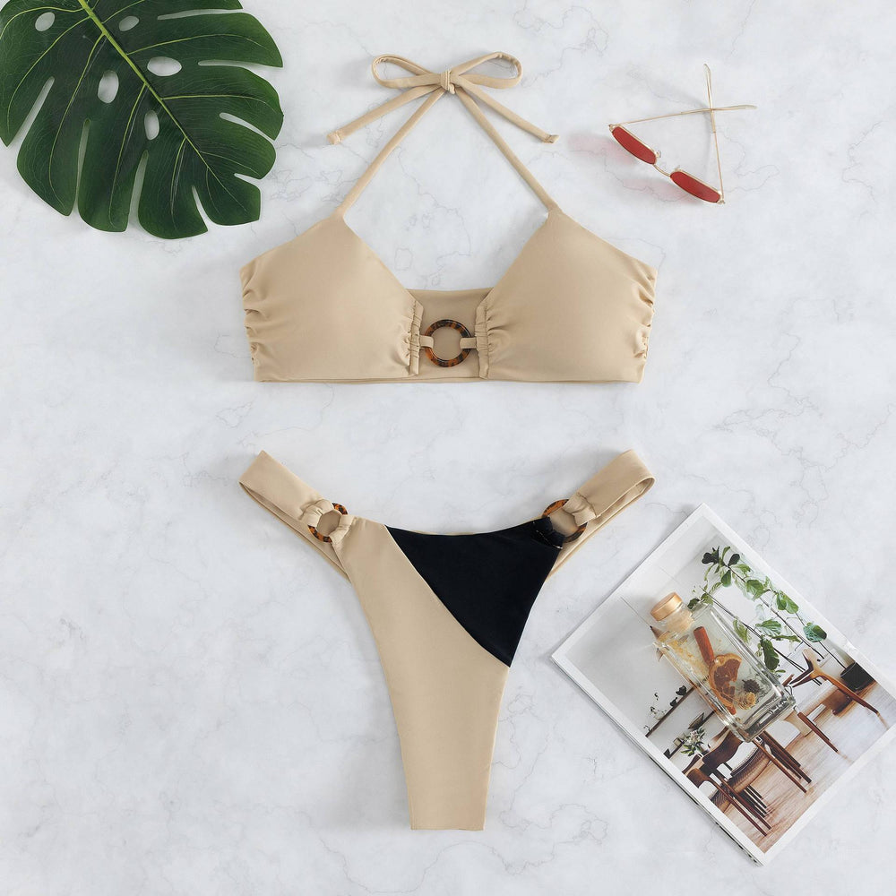 High Quality Bikini Stitching Sexy Swimsuit Color Matching plus Size Women Seperated Swimwear