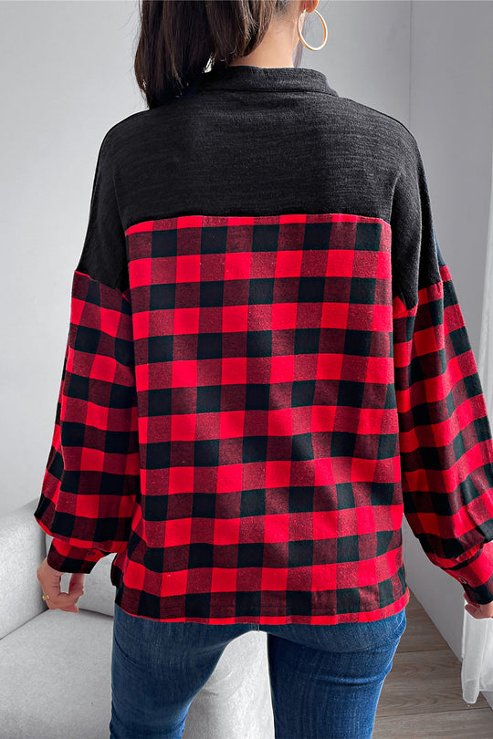 Autumn Women Clothing Classic Casual Patchwork Plaid Long Sleeved Top