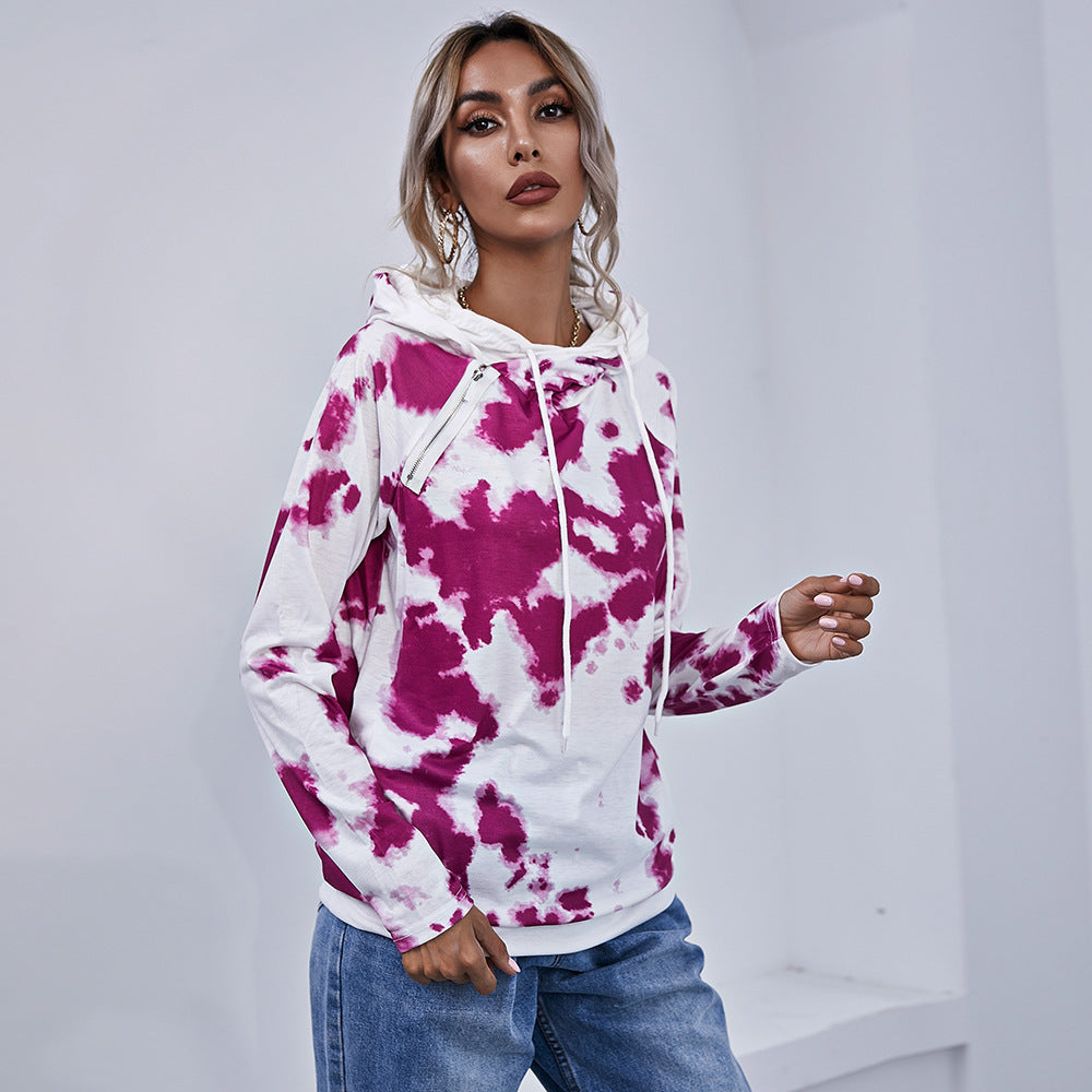 Autumn Women Clothing Contrast Color Tie Dyed Women Pullover round Neck Loose Fitting Women Sweater