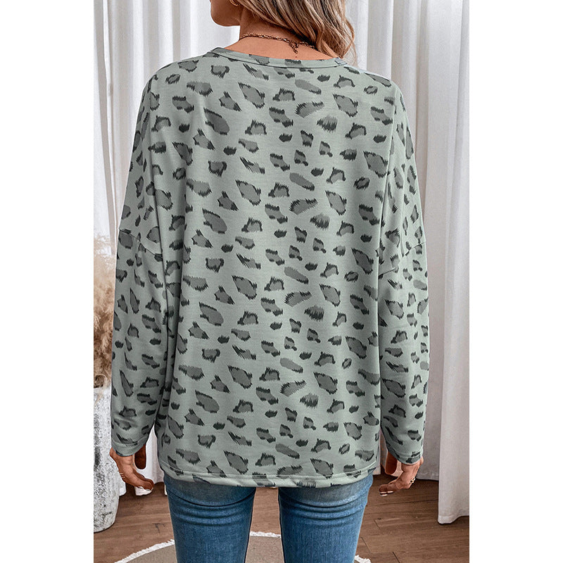 Casual Pullover Women Autumn Leopard Print Long Sleeve Pullover Women