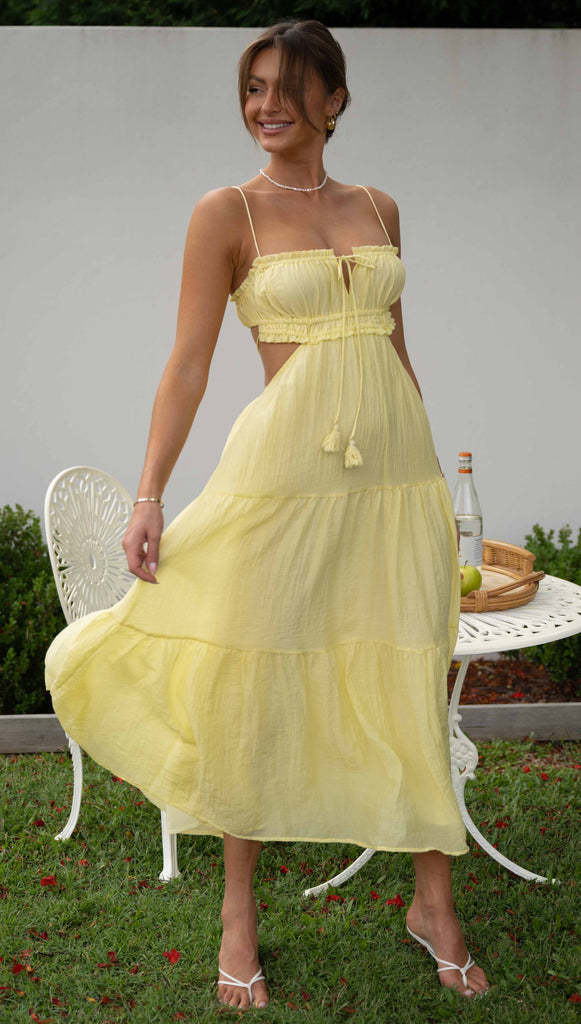 Women Clothing V Neck Sleeveless Solid Color Stitching Big Swing Maxi Dress