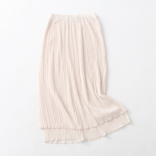 Spring Summer Wear Skirt Elastic Waist Korean A  line Sheath Skirt Tulle Skirt Double Sided Wear Skirt