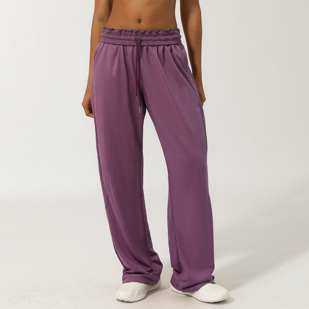 Spring High Waist Ankle Tied Track Sweatpants Loose Straight Office Casual Pants Outdoor All Matching Sports Pants