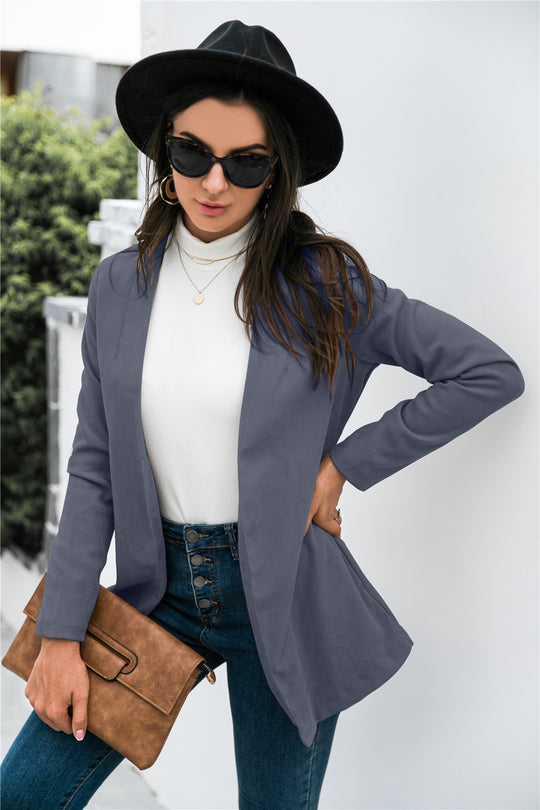 Fall Women Clothing Solid Color Polo Collar Casual Blazer