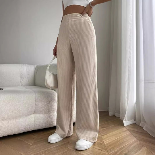 Summer High Waist Wide Leg Loose Pleated Slimming Straight Mop Drape All Match Break