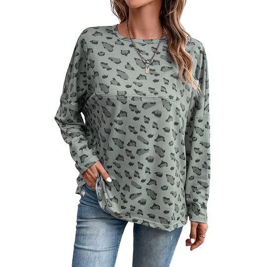 Casual Pullover Women Autumn Leopard Print Long Sleeve Pullover Women