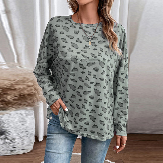 Casual Pullover Women Autumn Leopard Print Long Sleeve Pullover Women