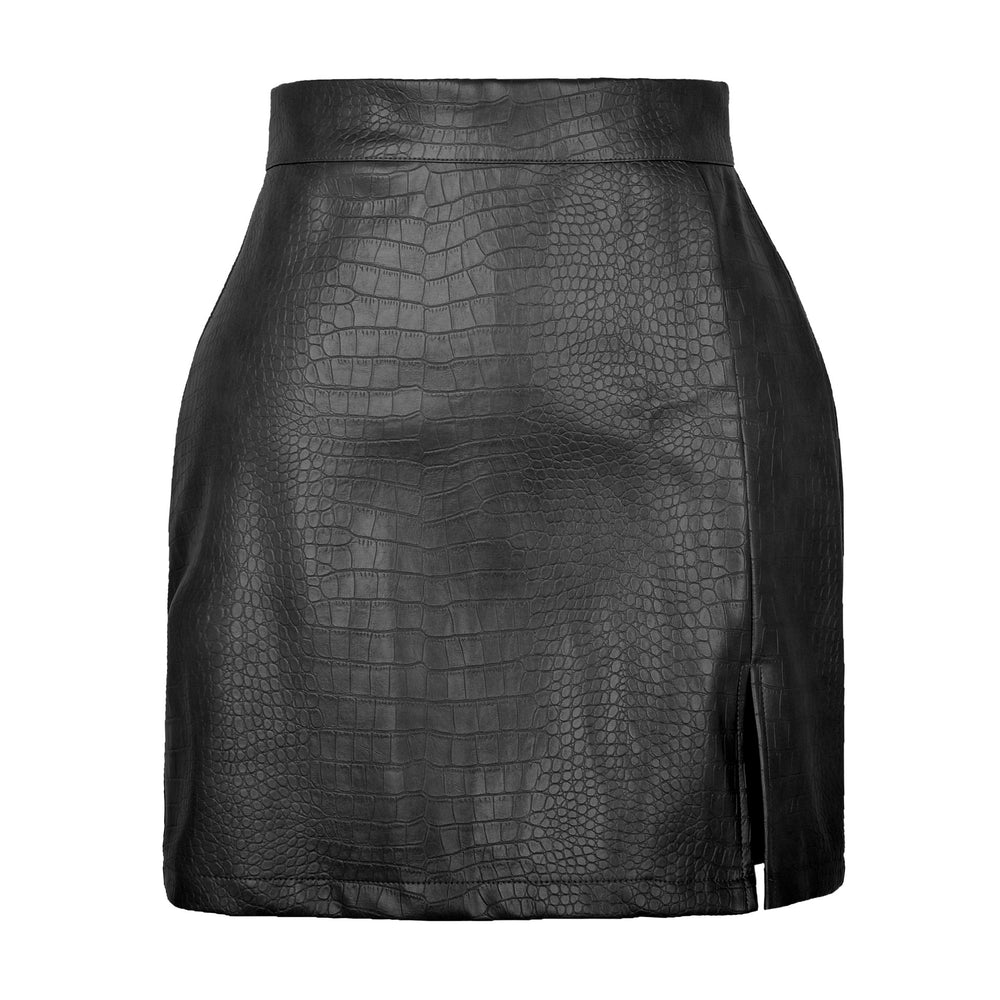 Faux Leather Zipper Skirt Sexy High Waist A Line Solid Color Hip Skirt Women Clothing