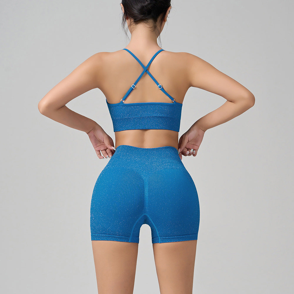 Sexy Yoga Clothes Sports Suit Women Body Shaping Sling Yoga Bra Abdominal Shaping High Waist Fitness Shorts