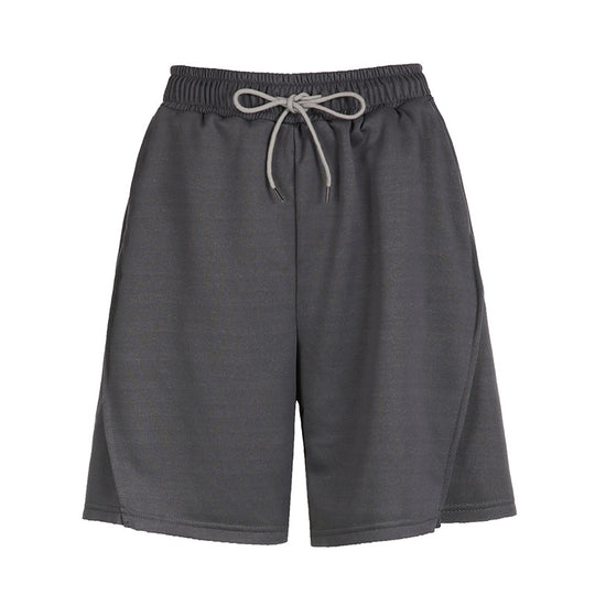 Street Drawstring Elastic Waist Straight Split Design Casual Pants Sexy Outdoor All Matching Slimming Sweatshirt Shorts