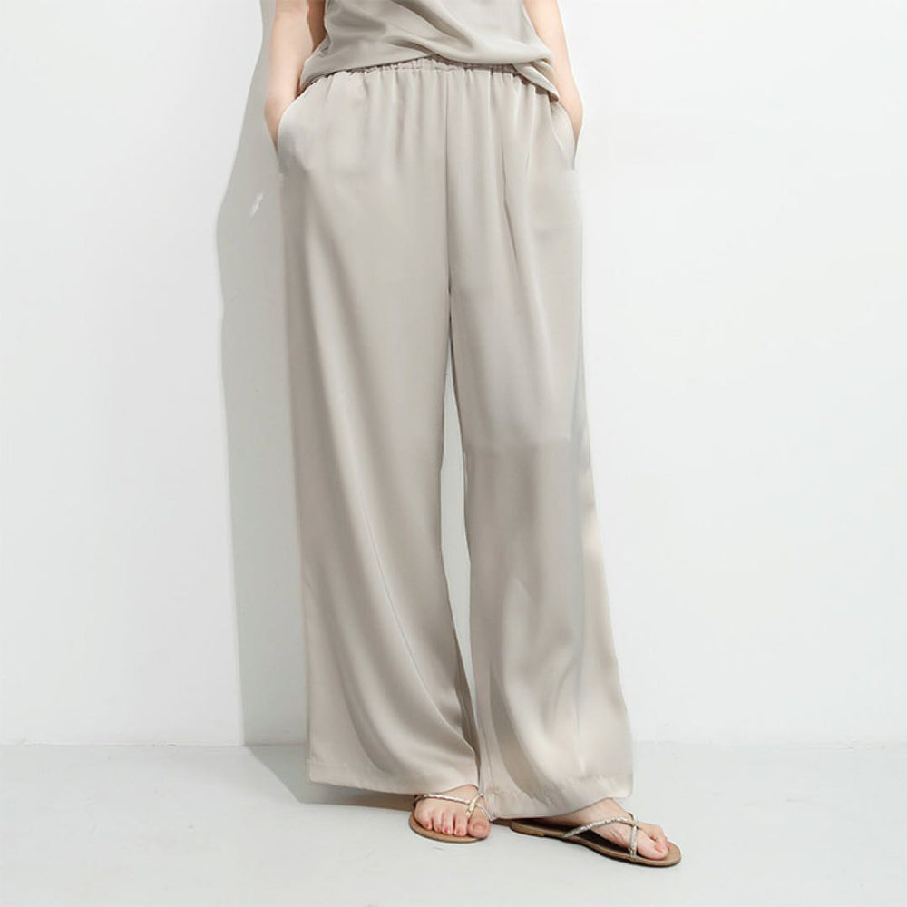 Summer Draped Casual Pants Women Small High Grade Lazy Solid Color Loose Trousers Wide Leg Pants