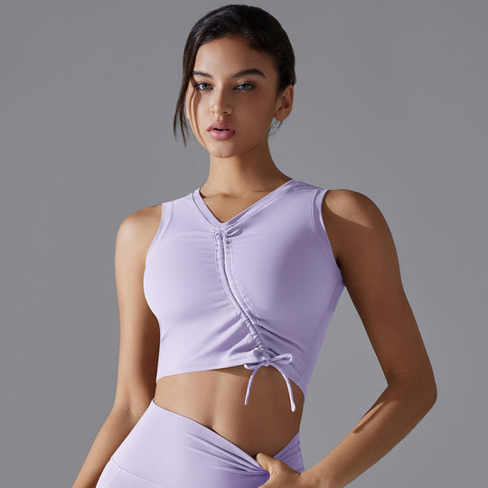 Sports Back Shaping Underwear Skin Friendly Nude Feel Breathable Sexy Drawstring Yoga Vest Shockproof Push up Yoga Bra