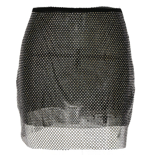 Spring Summer Stylish Colored Diamond Mesh Half Length Short Skirt Full Diamond Personality Sexy Hip Skirt