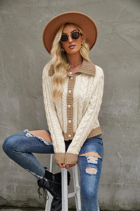 Autumn Winter Women Short Collared Knitted Cardigan Single Breasted Sweater Coat Women