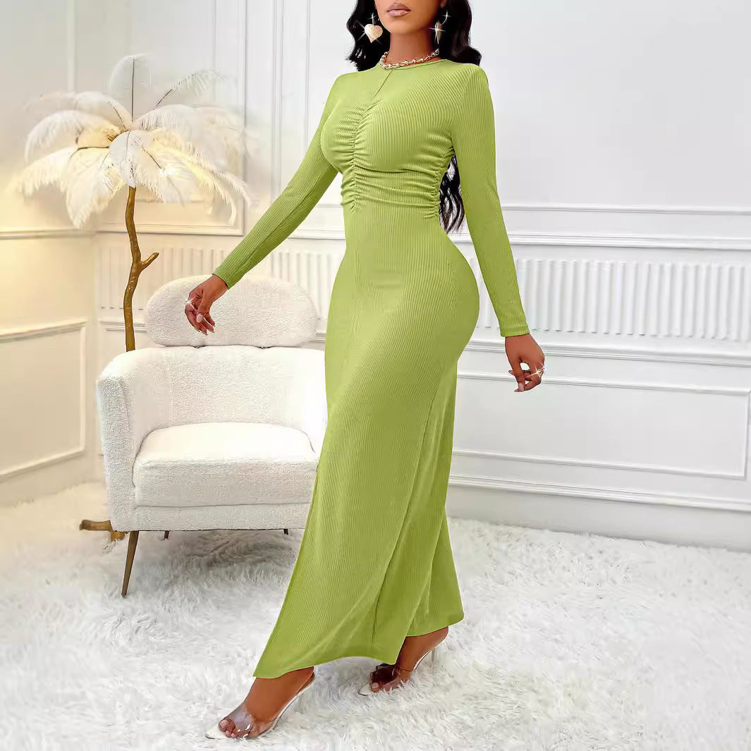 Women Clothing Package Hip Advanced Solid Color Dress Autumn Winter