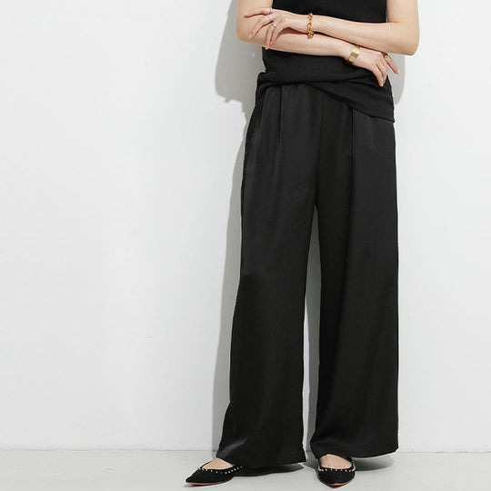 Summer Draped Casual Pants Women Small High Grade Lazy Solid Color Loose Trousers Wide Leg Pants