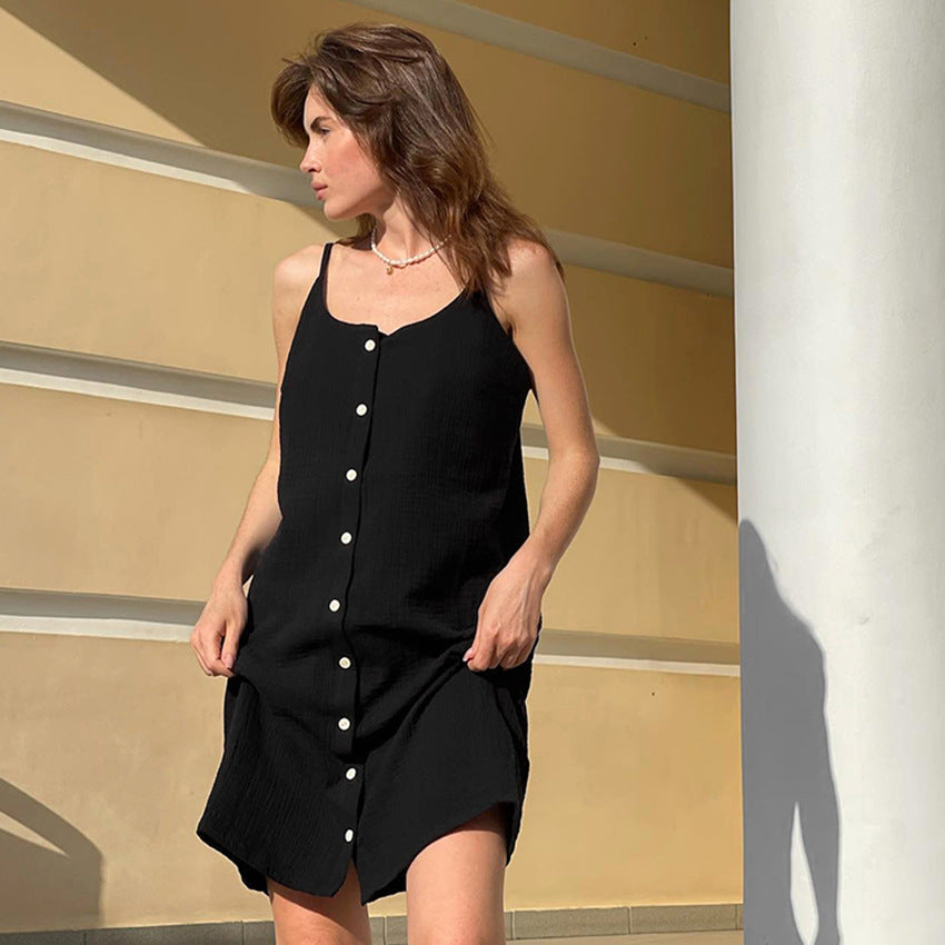 Autumn Sexy Sling Nightdress Casual Pure Cotton Can Be Worn outside Loose Comfortable Ladies Homewear