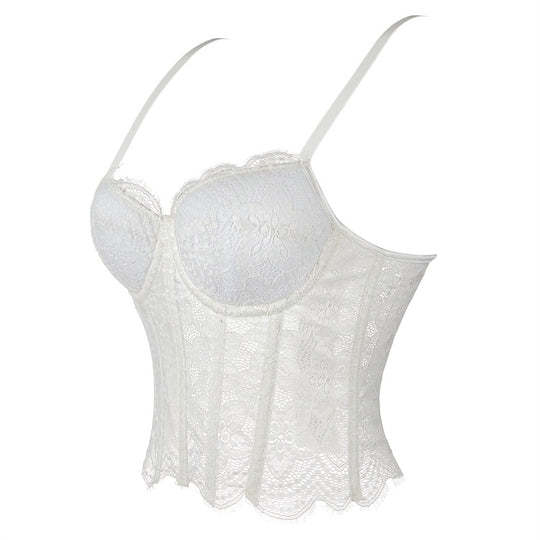 White Mesh Double Strap with Cup Women Tube Top Body Shaping Top