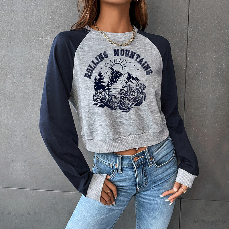 Autumn Women Clothing Long Sleeve Letter Graphic Print Sweatshirt Women