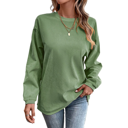 Letter Graphic Print Simple Hoodless Sweater Women Solid Color Long Sleeve Bottoming Shirt