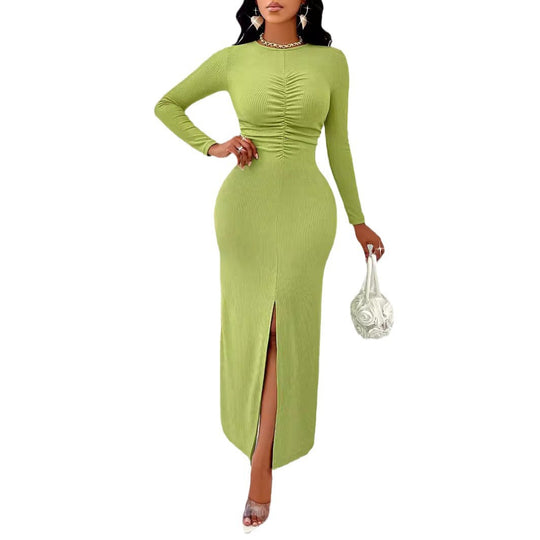 Women Clothing Package Hip Advanced Solid Color Dress Autumn Winter