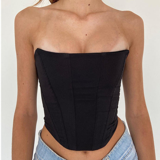 Summer Backless off Shoulder Sexy Bandage Tube Top Strapless Corset Short Top