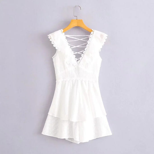 Cotton Eyelet Embroidered Romper