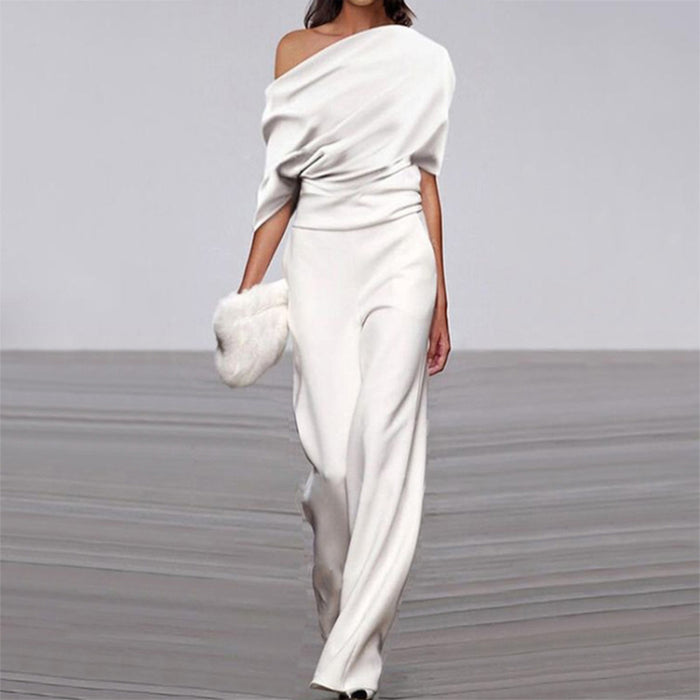 Off Neck Loose White Jumpsuit Best Women  Clothes Trousers