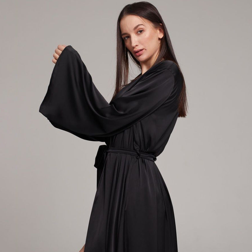 Summer Artificial Silk Bathrobe Sexy Casual Women Pajamas Casual Wear Thin Morning Gowns