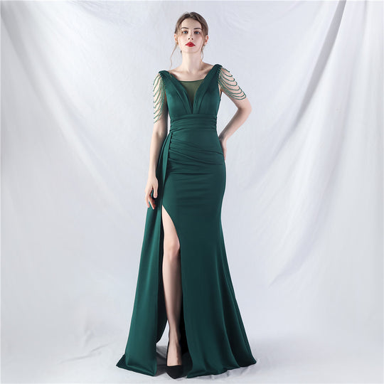 Total Satin Folding Craft Craft Beaded Evening Dress