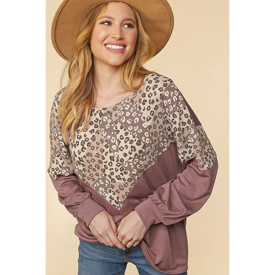 plus Size Leopard Print Multicolor Hoodie Women Autumn Loose round Neck Long Sleeve Top Women