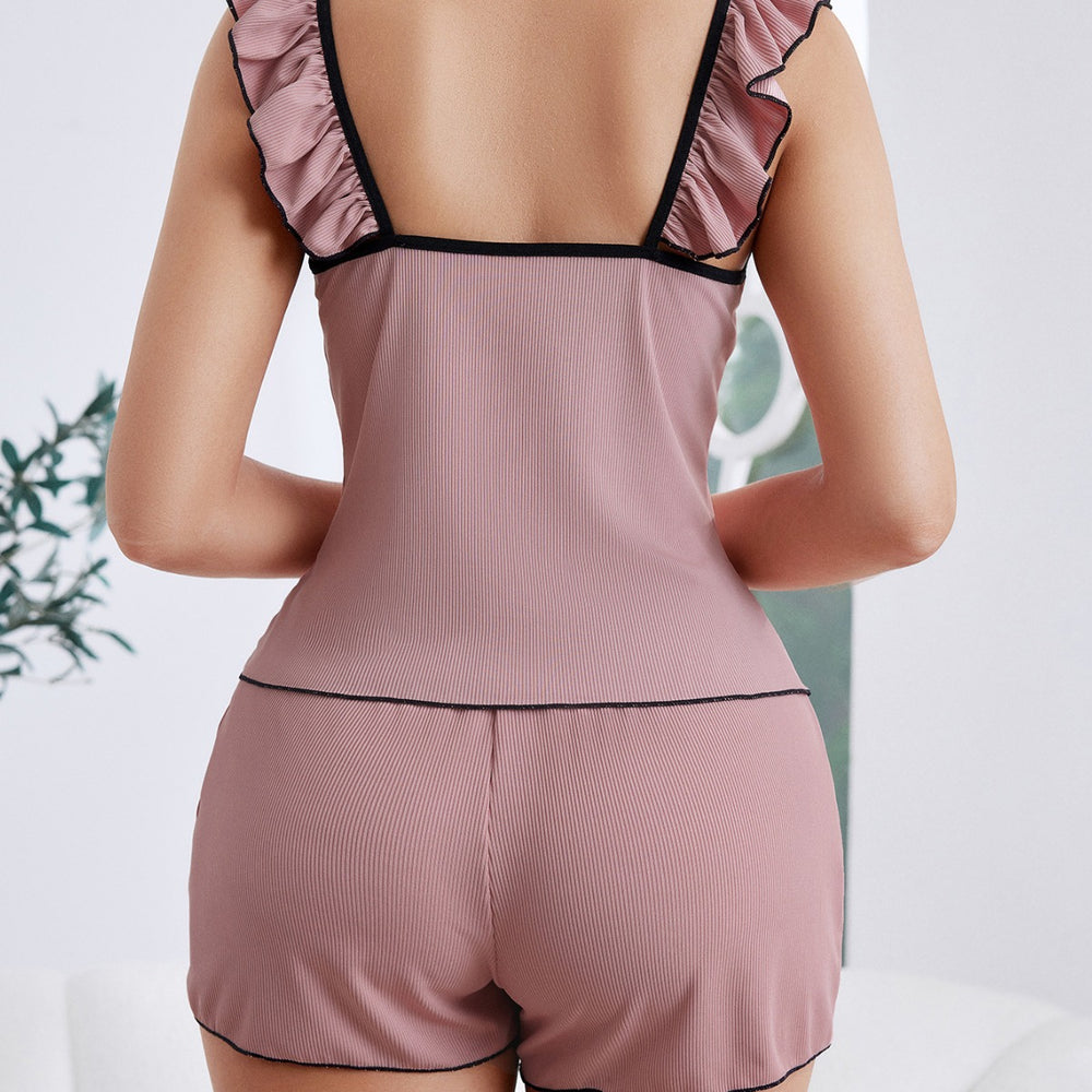 Short Sleeve Pink Pajamas Sunken Stripe Fabric Comfortable Short Clothes Shorts Cute Summer Women Homewear