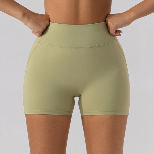 Hip Raise High Waist Yoga Shorts Women Running Slim Fit Sports Shorts Nude Feel Outer Wear Training Belly Contracting Fitness Pants