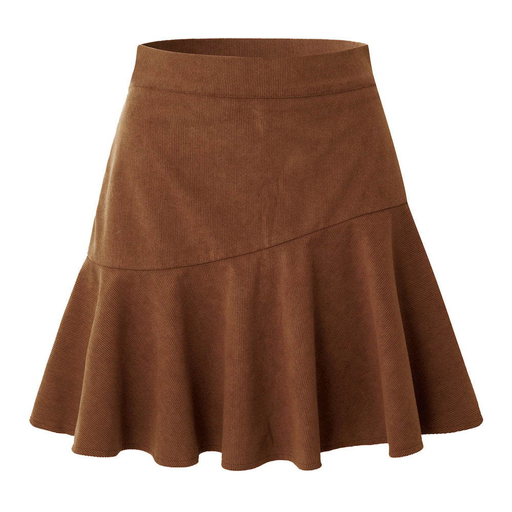 Women Clothing Solid Color Corduroy Zipper Skirt Women Autumn Winter High Waist Pleated Skirt Temu