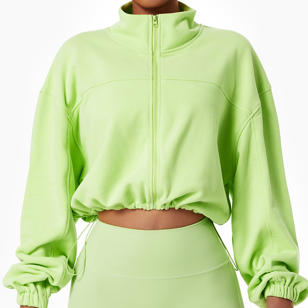 Loose Long Sleeve Casual Sports Sweater Top Outdoor Running Cycling Training Zipper Coat Sweatshirt Women