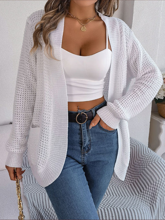 Autumn Winter Casual Pocket Long Sleeve Knitted Sweater Cardigan Coat Women Clothing
