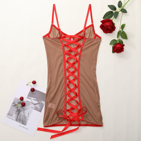 Push up Chest Support Mesh Camisole See through Backless Seduction Sexy Color Sexy Lingerie Ladies Body Shaping Corsets