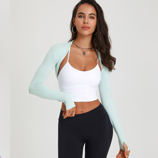 Sports Long Sleeve Yoga Dance Shawl Workout Clothes Solid Color Cardigan Small Waistcoat Cover Supernumerary Breast Training Blouse