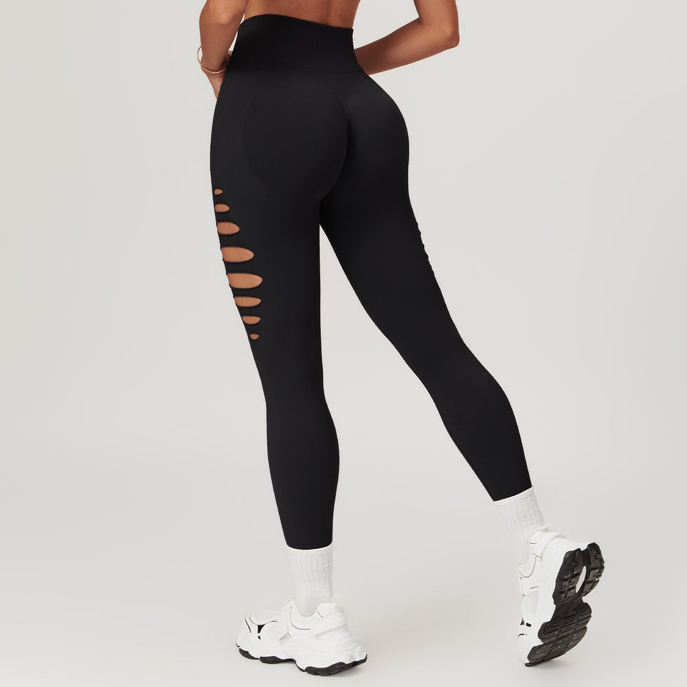 Hollow Out Cutout Seamless Skinny Yoga Pants Peach Hip High Waist Fitness Pants Women Outdoor Running Exercise Pants