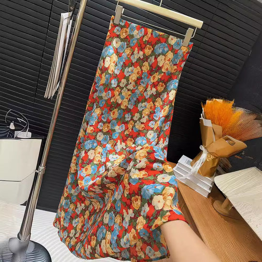 Oil Painting Fishtail Skirt Women Lazy Simple Gentle Romantic Slim Fit Mid Length Dress