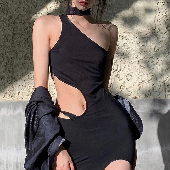 Sexy Exposed Skirt Autumn Sexy Sling High Slit Dress Women  Clothing Now