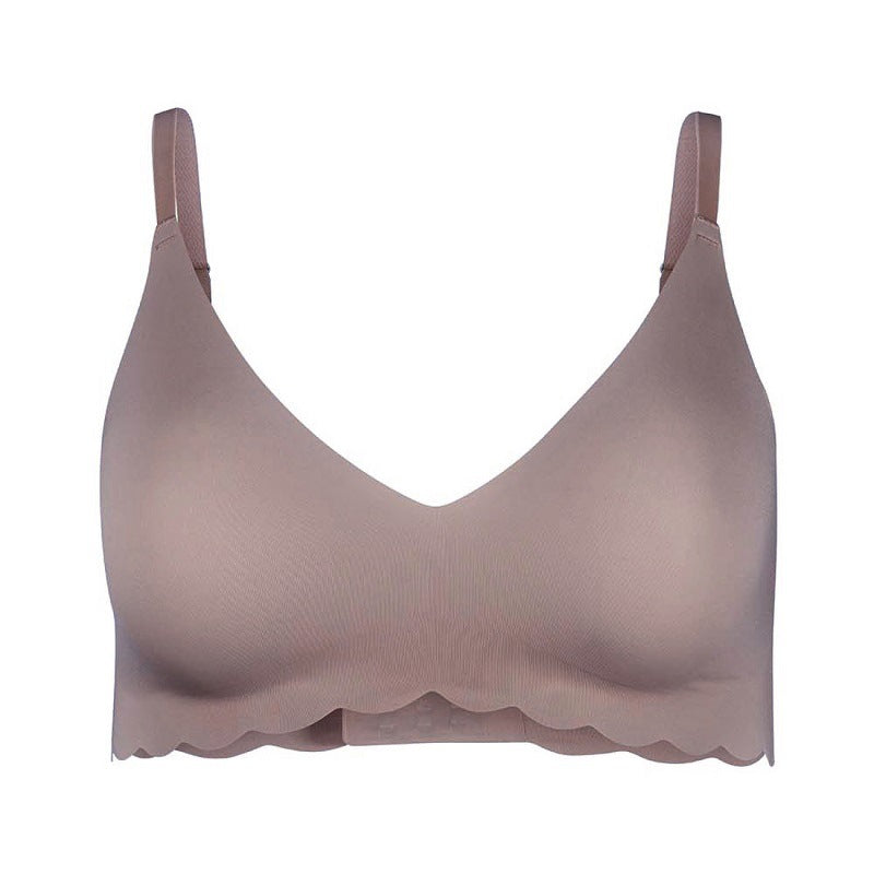 Summer Jelly Stick Soft Support Underwear Women Thin Wireless Wavy Edge Seamless Comfort Bra