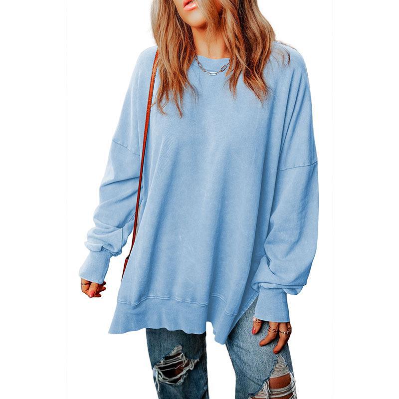 Simple Solid Color Loose Pullover Top Women Autumn Multicolor Minimalism All Matching Hoodie