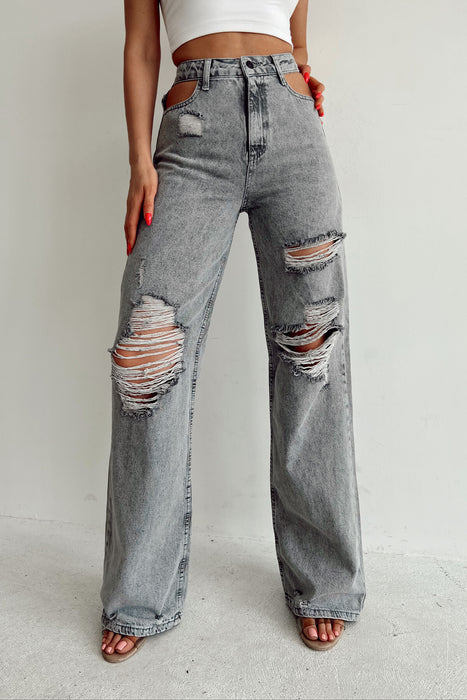 Ripped Jeans for Women  Summer Retro Street Straight Mop Pants Trendy